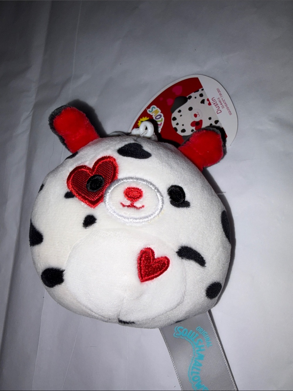 SQUISHMALLOW  Valentines the Dustin Dalmatian Clip On 3.5”  NEW w/tag